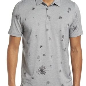 Travis Mathew Ice Breaker Performance Pique Polo Shirt Heather Gray Size